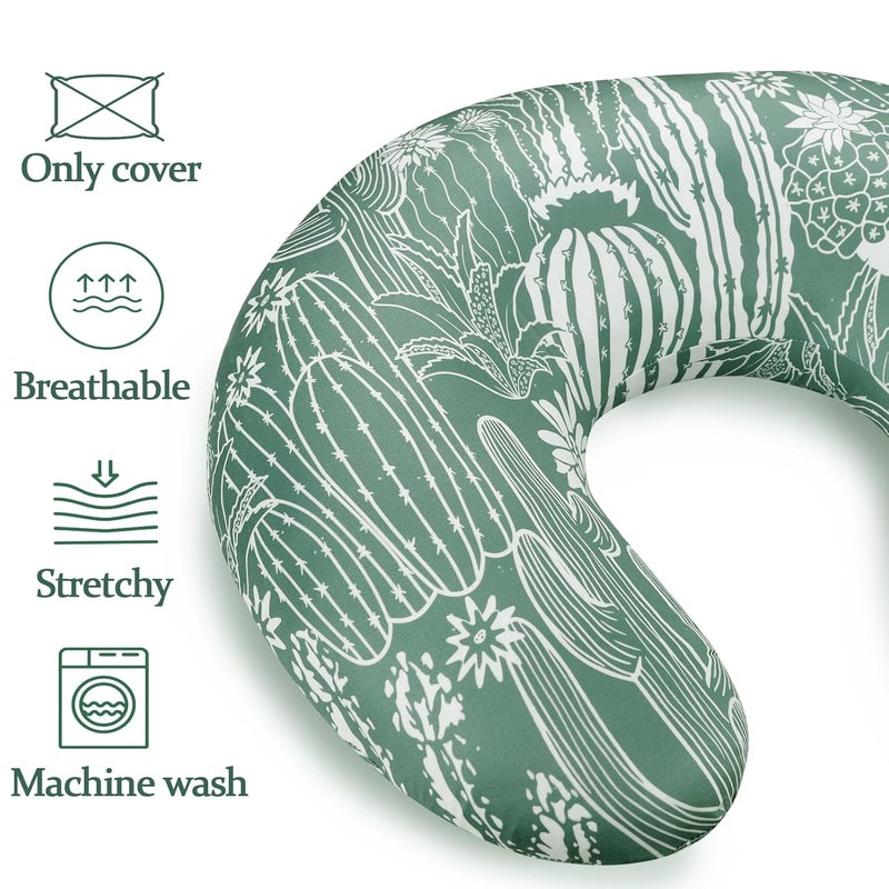 DAYEEBALL Nursing Pillow Cover, Removable Nursing Covers for Breastfeeding Pillows, Stretchy and Soft Fit for Baby Girls Boys Newborn, Cactus (Only Cover) - Image 2